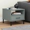vidaXL Bedside Table with Metal Legs Gray Solid Wood Pine OSLO